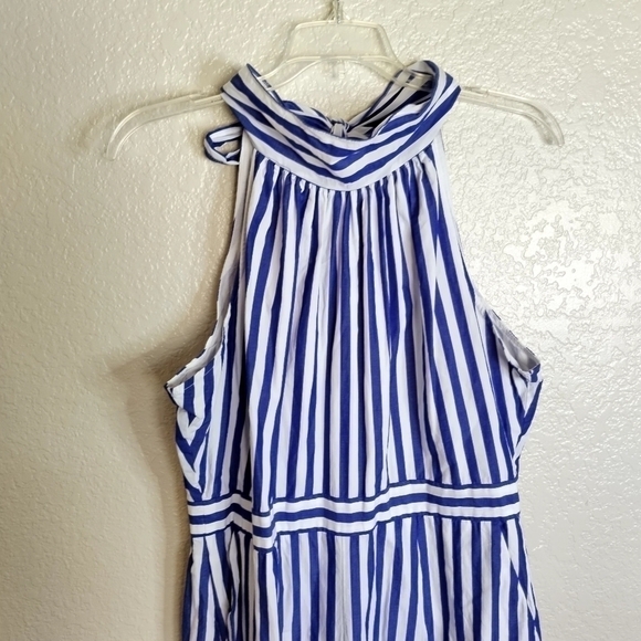 J. Crew Blue White Striped Halter Jumpsuit H7371 Women's Size 12 - Picture 3 of 10